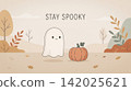 Halloween Pumpkin and Skull with " Stay Spooky Creepy" 142025621