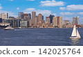 Boston skyline with sailing boat on the foreground, USA 142025764