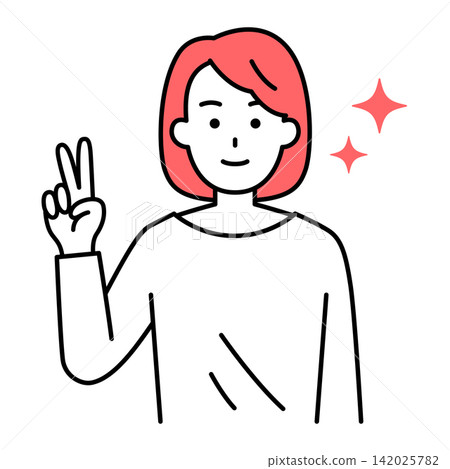 一位年輕女子比出和平手勢 一位年輕女子比出和平手勢 142025782