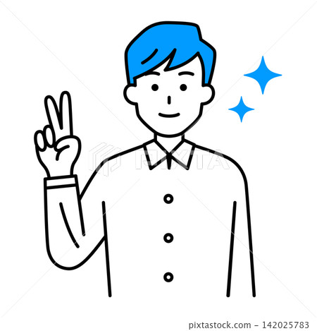 A young man making a peace sign A young man making a peace sign 142025783