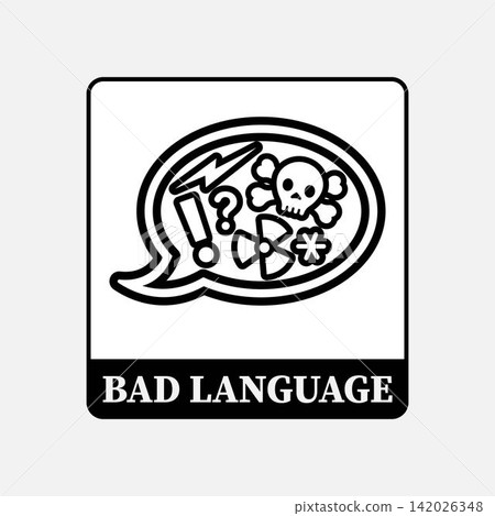 bad language content advisory line icon with skull and swear symbols speech bubble bad language content advisory line icon with skull and swear symbols speech bubble 142026348