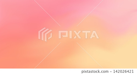 Abstract blurred peach and pink gradient background with soft orange grain texture. 142026421