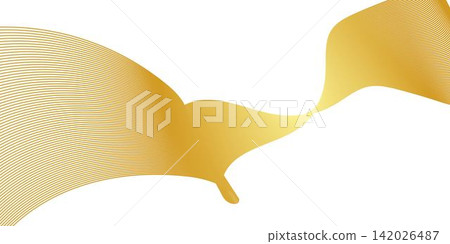 Abstract golden gradient wave lines isolated on white background Abstract golden gradient wave lines isolated on white background 142026487