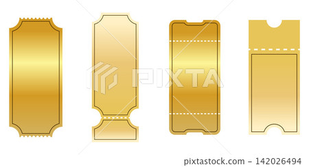 Blank golden coupon ticket templates set isolated on white background Blank golden coupon ticket templates set isolated on white background 142026494