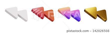 3D backward button glossy icons on white and transparant background 3D backward button glossy icons on white and transparant background 142026508