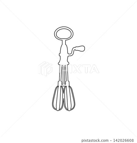 hand egg beater outline isolated on white background hand egg beater outline isolated on white background 142026608