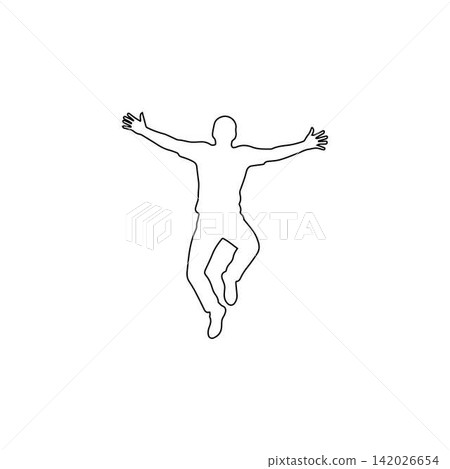 jumping man outline happy person celebrating success joy energy freedom isolated on white background 142026654