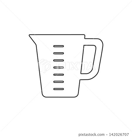 measuring cup outline kitchen tool for cooking and baking isolated on white background 142026707