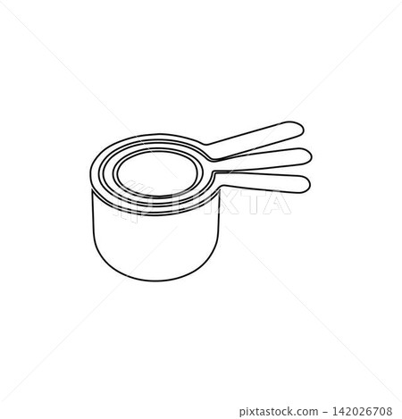 measuring cups set outline isolated on white background measuring cups set outline isolated on white background 142026708