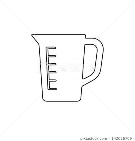 measuring jug outline kitchen container with handle isolated on white background measuring jug outline kitchen container with handle isolated on white background 142026709
