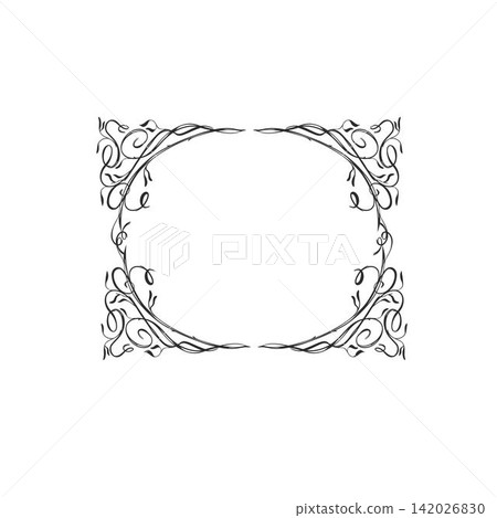 Hand drawn vector abstract outline,graphic,line vintage celebration ornament art nouveau frame in drawing elegant style.Elegant decoration vintage outline design isolated. Floral ornament border Hand drawn vector abstract outline,graphic,line vintage celebration ornament art nouveau frame in drawing elegant style.Elegant decoration vintage outline design isolated. Floral ornament border 142026830
