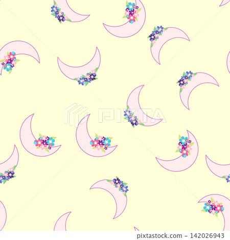 Children's print for newborns with sea animals. Animal in a wreath among the stars and crescent moon. Blue sea baby pattern Children's print for newborns with sea animals. Animal in a wreath among the stars and crescent moon. Blue sea baby pattern 142026943