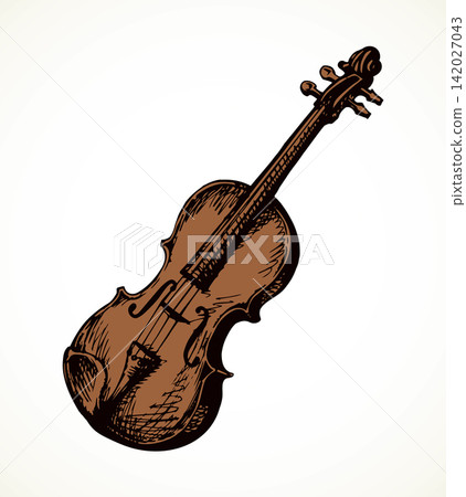 Still life with a violin. Vector drawing Still life with a violin. Vector drawing 142027043