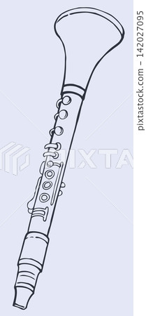Vector line drawing clarinet 142027095