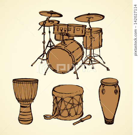 African drum. Vector drawing African drum. Vector drawing 142027114