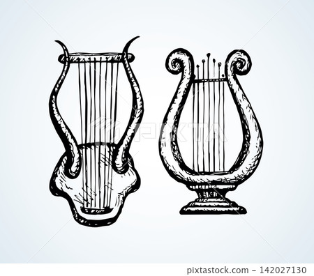 Harp. Vector drawing icon sign Harp. Vector drawing icon sign 142027130