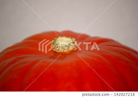 Macro shot of fresh ripe orange pumpkin skin and stem with copy space Macro shot of fresh ripe orange pumpkin skin and stem with copy space 142027218