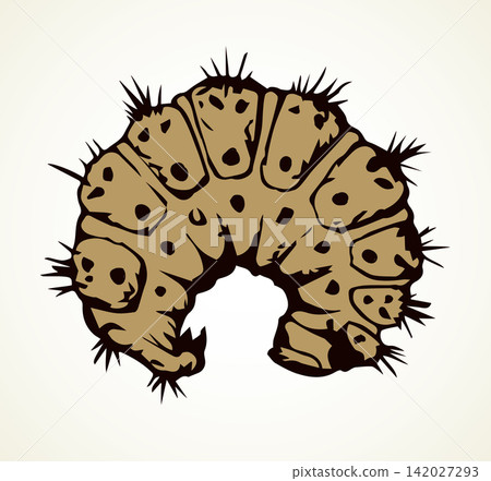 Little caterpillar. Vector sketch drawing 142027293
