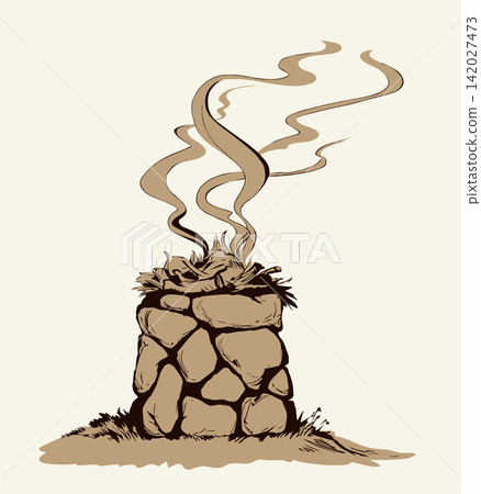 Stone Altar. Vector drawing icon Stone Altar. Vector drawing icon 142027473