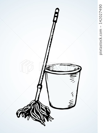 Bin for cleaning. Vector drawing Bin for cleaning. Vector drawing 142027490
