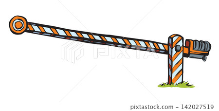 Railroad barrier. Vector drawing Railroad barrier. Vector drawing 142027519