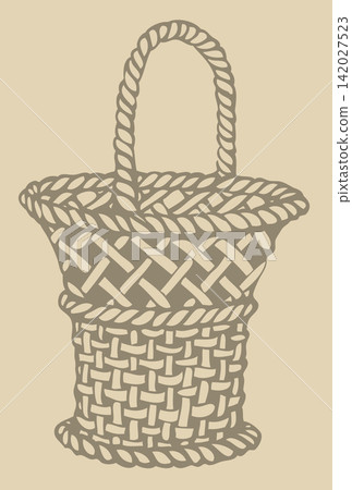 Vector. Monochrome picture of decorative wickerwork basket 142027523