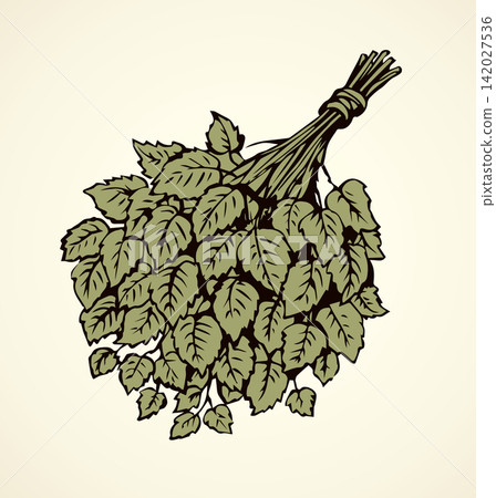 Bath broom. Vector drawing Bath broom. Vector drawing 142027536