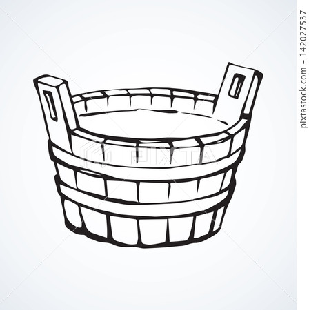 Wooden bowl. Vector drawing Wooden bowl. Vector drawing 142027537