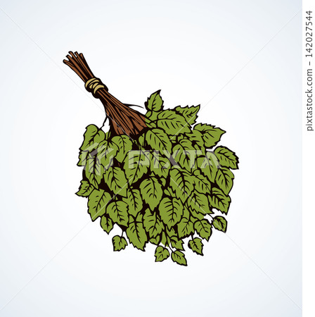 Bath broom. Vector drawing Bath broom. Vector drawing 142027544