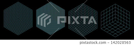 Arcade grid bg for Y2K lab blueprint, line ground game. Infographics in 3D metaverse, isometric space, math point. Cyberpunk neon pattern of retro scheme podium. Wire texture with geometric blue glow. Arcade grid bg for Y2K lab blueprint, line ground game. Infographics in 3D metaverse, isometric space, math point. Cyberpunk neon pattern of retro scheme podium. Wire texture with geometric blue glow. 142028563