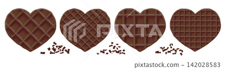 Chocolate heart wafer biscuit, of round haert cake. Waffle belgian cream pancake, food stroopwafel illustration. Belgium seamless texture of cute cookie, breakfast shape bite. Vector crepe cracker Chocolate heart wafer biscuit, of round haert cake. Waffle belgian cream pancake, food stroopwafel illustration. Belgium seamless texture of cute cookie, breakfast shape bite. Vector crepe cracker 142028583