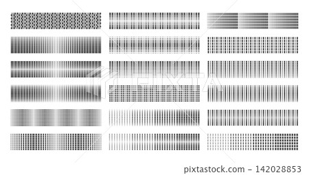 Set of futuristic technology motion pixel halftone divider Set of futuristic technology motion pixel halftone divider 142028853