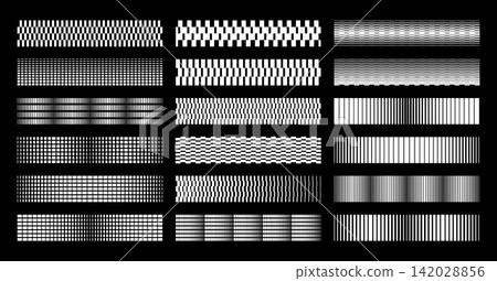 Set of flat futuristic technology pixel line divider border 142028856