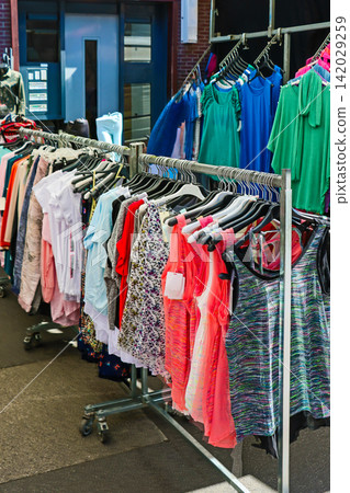 Clothes on local street market Clothes on local street market 142029259