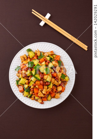 kung Pao Chicken Stir Fry with Peanuts and Vegetables kung Pao Chicken Stir Fry with Peanuts and Vegetables 142029291