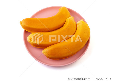 banana Shaped Custard Cream Filled Bread Pastry banana Shaped Custard Cream Filled Bread Pastry 142029523