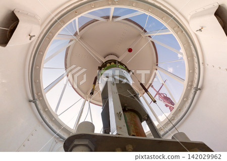 Interior View of Lighthouse Lantern Room with Optical Equipment Interior View of Lighthouse Lantern Room with Optical Equipment 142029962