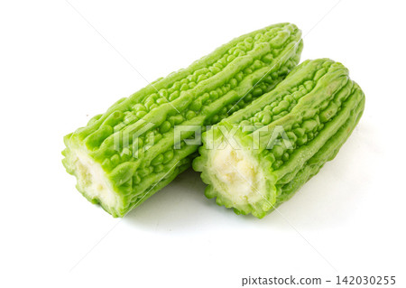 fresh Bitter Melon Green Vegetable Ingredient Close Up fresh Bitter Melon Green Vegetable Ingredient Close Up 142030255