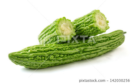 fresh Bitter Melon Green Vegetable Ingredient Close Up 142030256