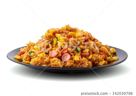 hot Dog Fried Rice with Vegetables Asian Food Dish hot Dog Fried Rice with Vegetables Asian Food Dish 142030786