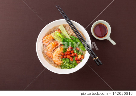 shrimp Buckwheat Noodles Asian Seafood Food Dish shrimp Buckwheat Noodles Asian Seafood Food Dish 142030813
