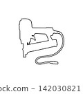 nail gun pneumatic tool outline isolated on white background nail gun pneumatic tool outline isolated on white background 142030821