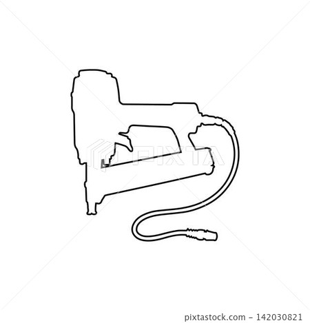 nail gun pneumatic tool outline isolated on white background nail gun pneumatic tool outline isolated on white background 142030821