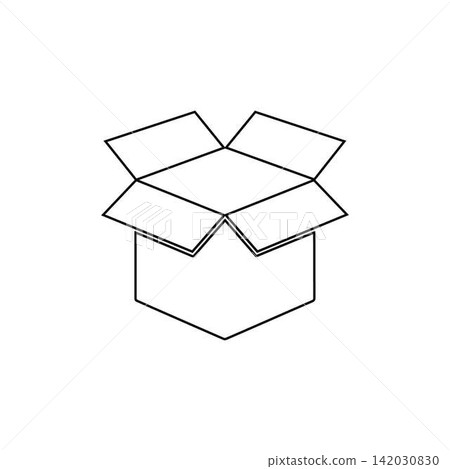 open cardboard box outline packaging container isolated on white background open cardboard box outline packaging container isolated on white background 142030830