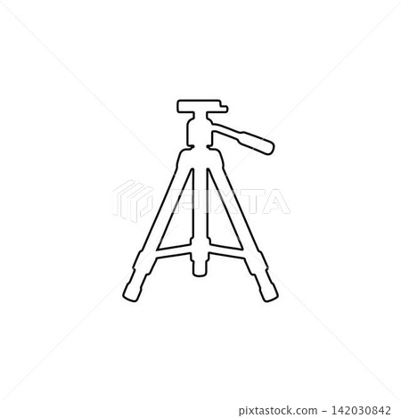 outline of a camera tripod on white background 142030842