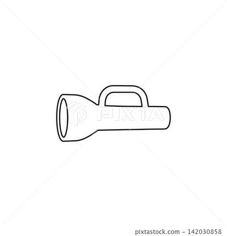 outline of a flashlight with handle on white background 142030858