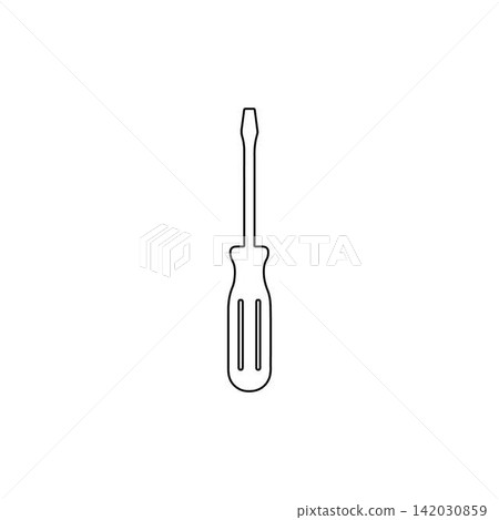 outline of a flathead screwdriver tool on white background outline of a flathead screwdriver tool on white background 142030859
