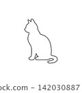 outline of a sitting cat on white background outline of a sitting cat on white background 142030887