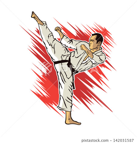 Karate Japanese Martial Art illustration, perfect for t shirt design Karate Japanese Martial Art illustration, perfect for t shirt design 142031587