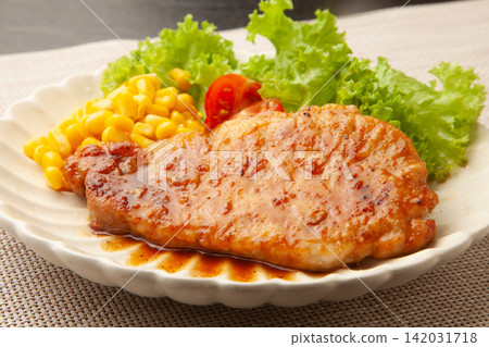Pork sauté with butter and soy sauce Pork sauté with butter and soy sauce 142031718